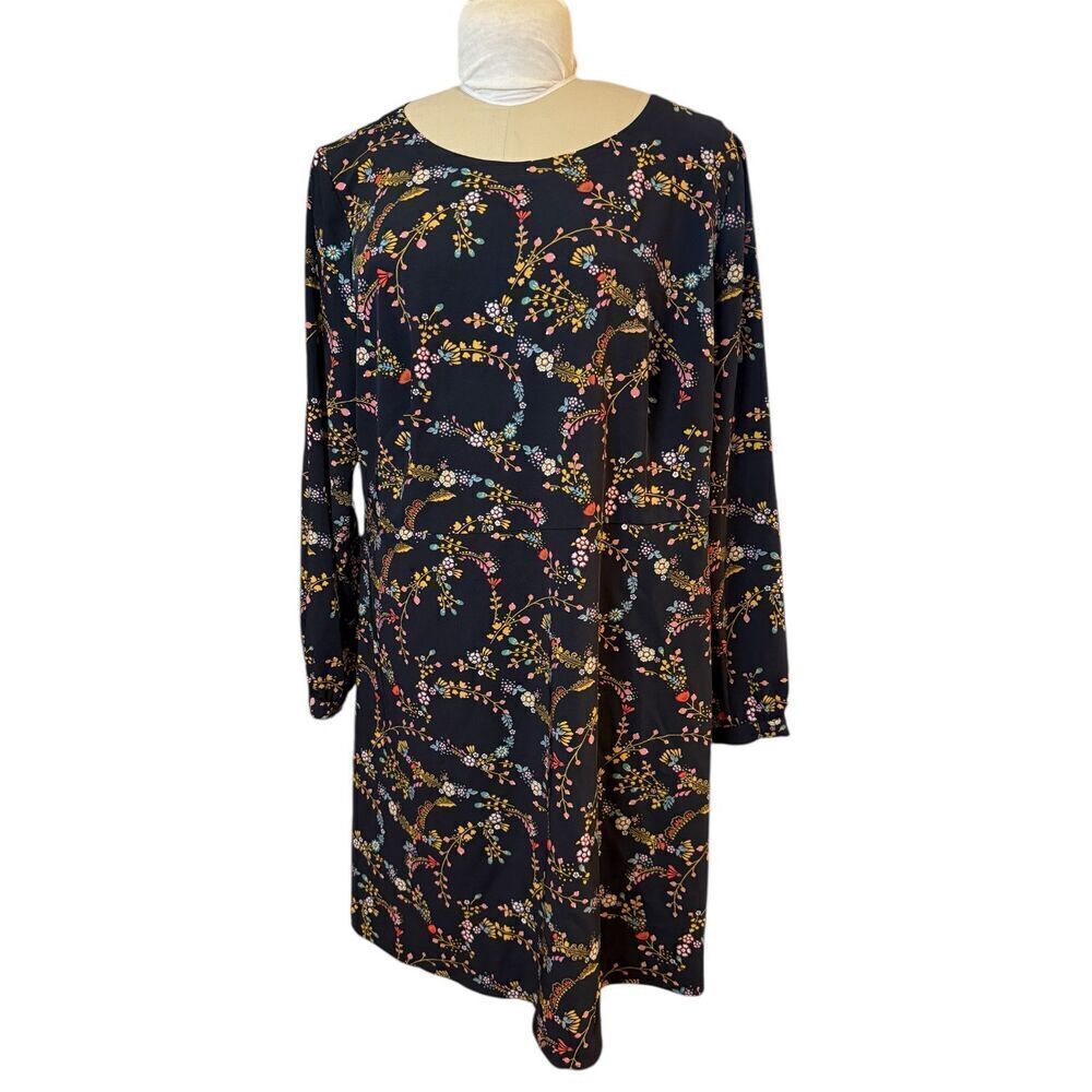 LOFT Dark Floral Dress Plus Sz. 18 - Picture 4 of 8